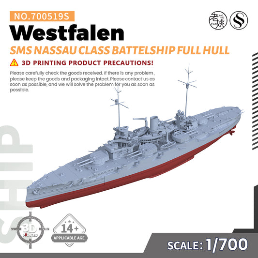 SSMODEL 519S Military Warship Model Kit SMS Nassau Class Westfalen Battelship