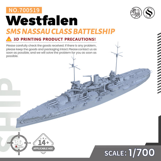 SSMODEL 519 Military Warship Model Kit SMS Nassau Class Westfalen Battelship