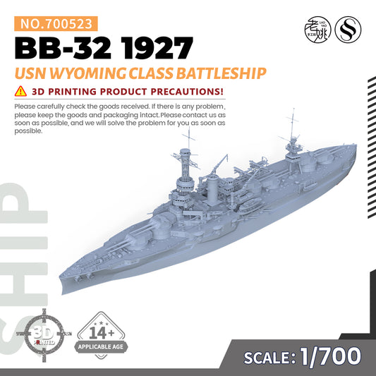 SSMODEL 523 1/700(600,720,800,900) Military Warship Model Kit USN Wyoming class 1927 Battleship BB-32