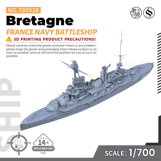 SSMODEL 526 Military Warship Model Kit France Navy Bretagne Battleship