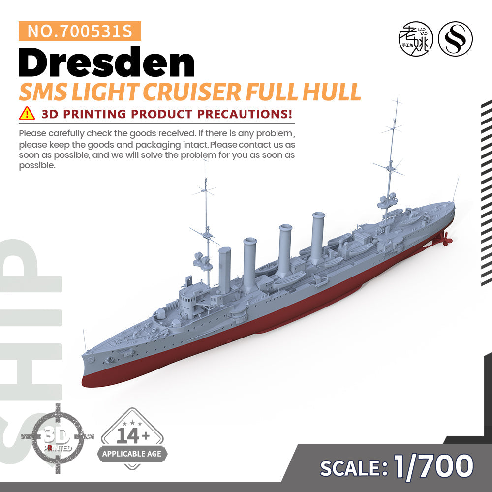 SSMODEL 531S Military Warship Model Kit SMS Dresden Light Cruiser