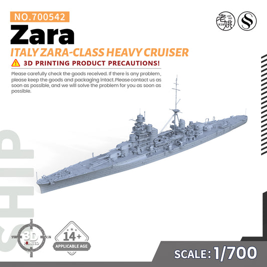 SSMODEL 542 1/700(600,720,800,900) Military Warship Model Kit ITALY Zara class Heavy Cruiser Zara