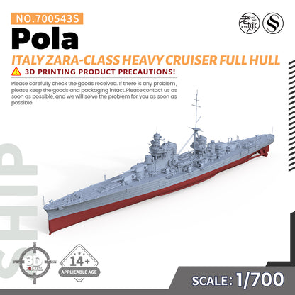 SSMODEL 543S Military Warship Model Kit Italy Navy Zara Class Heavy Cruiser Pola