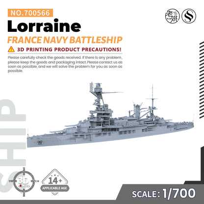 SSMODEL 566 1/700(600,720,800,900) Military Warship Model Kit France Navy Lorraine Battleship