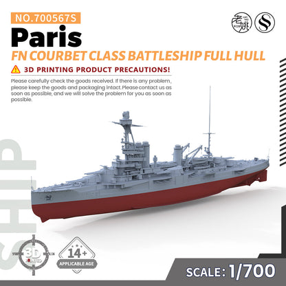 SSMODEL 567S Military Warship Model Kit France Navy Courbet Class Paris Battleship