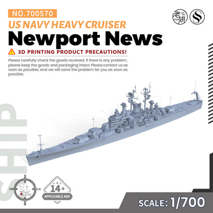 SSMODEL 570 Military Warship Model Kit US Navy Des Moines Class Newport News Heavy Cruiser CA-148