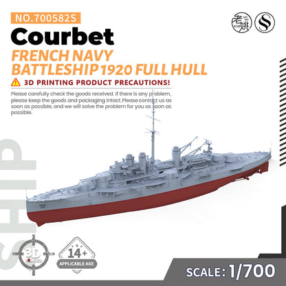 SSMODEL 582S Military Warship Model Kit French Navy Battleship Courbet 1920