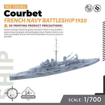 SSMODEL 582 Military Warship Model Kit French Navy Battleship Courbet 1920