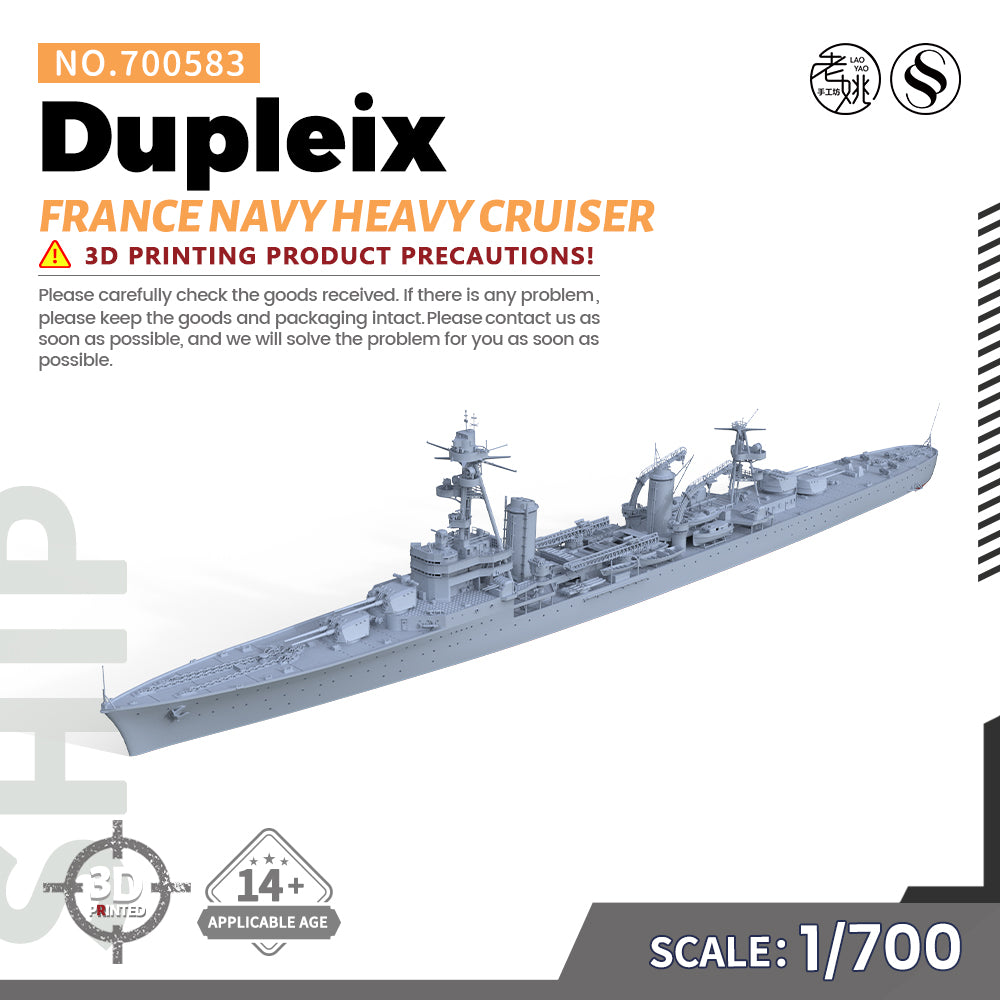 SSMODEL 583 Military Warship Model Kit France Navy Dupleix Heavy Cruiser