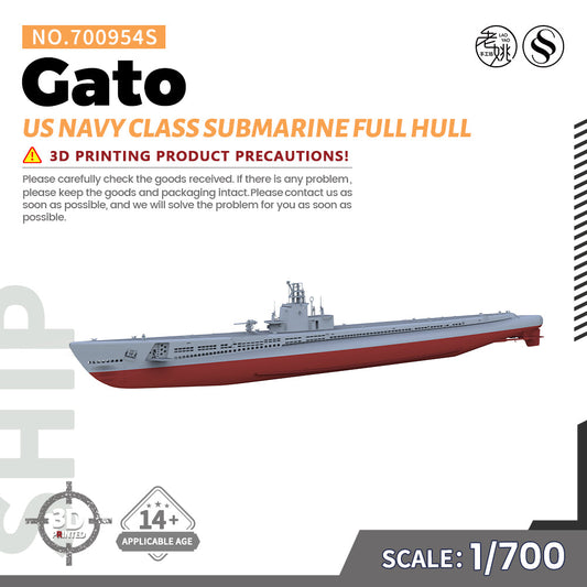 SSMODEL 954 1/700(600,720,800,900) Military Warship Model Kit US Navy Gato Class Submarine