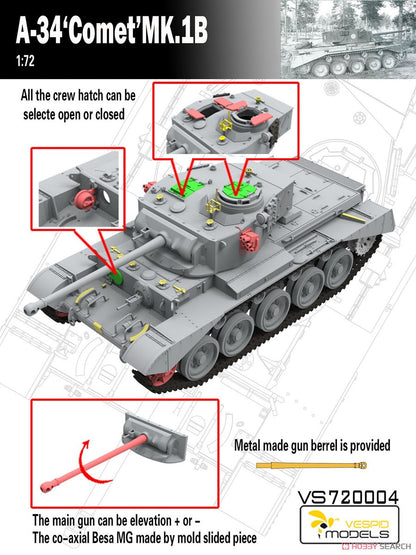 VESPID MODELS VS720004 1/72 A-34 COMET MK.1B Plastic Model Kit