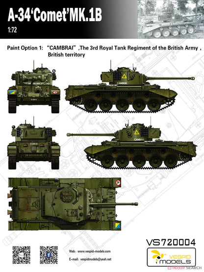 VESPID MODELS VS720004 1/72 A-34 COMET MK.1B Plastic Model Kit