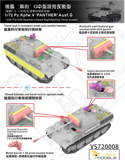 VESPID MODELS VS720008 1/72 Pz.Kpfw.V Panther Ausf.G with Infrared Night Vision Scope