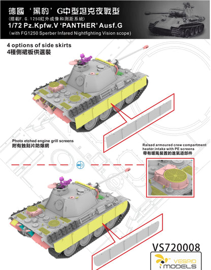 VESPID MODELS VS720008 1/72 Pz.Kpfw.V Panther Ausf.G with Infrared Night Vision Scope