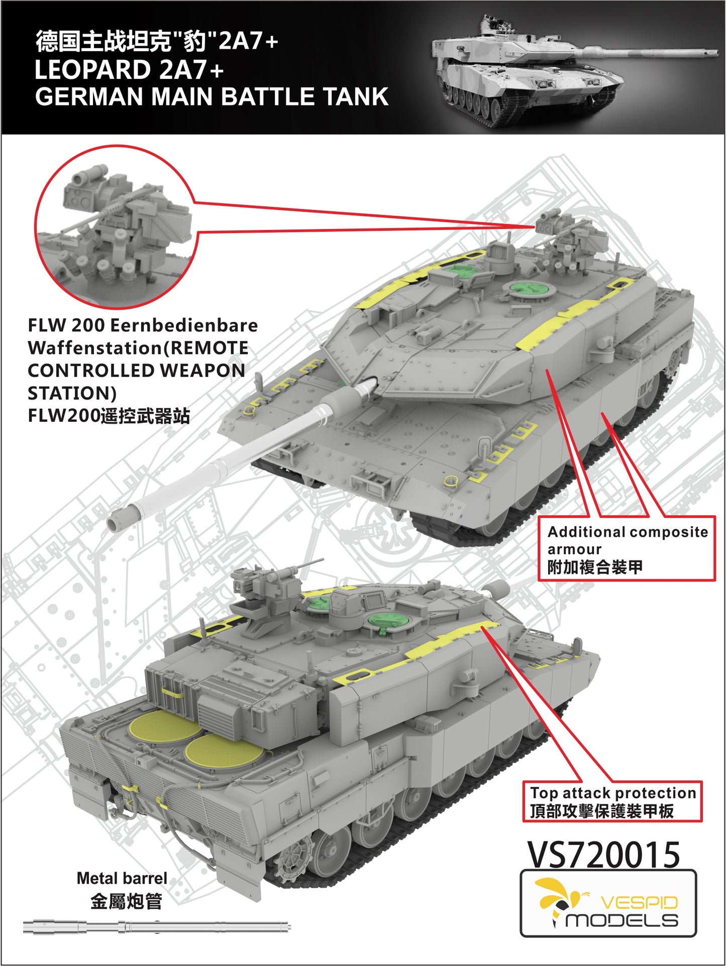 VESPID MODELS VS720015 1/72 German Main Battle Tank Leopard 2A7+ model kit