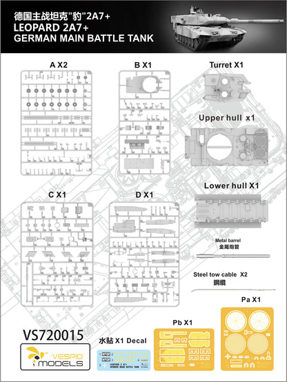 VESPID MODELS VS720015 1/72 German Main Battle Tank Leopard 2A7+ model kit