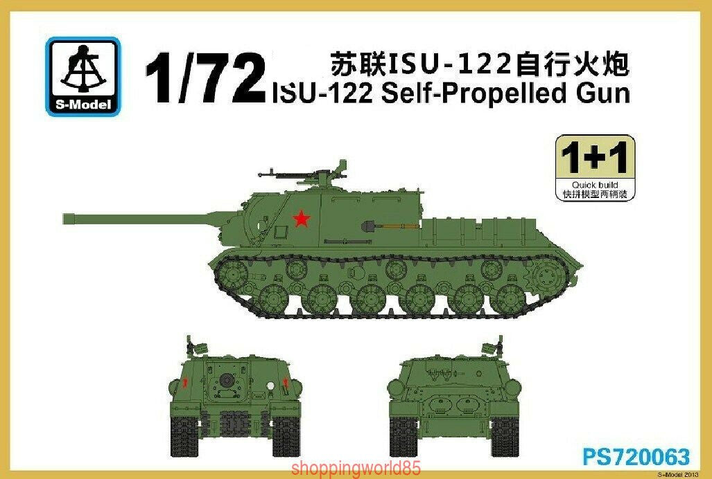 S-Model PS720063 1/72 ISU-122 Self-Propelled Gun 1+1 Plastic Model Kit