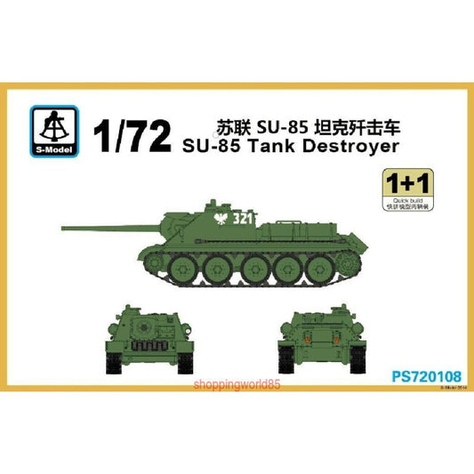 S-Model PS720108 1/72 SU-85 Tank Destroyer 1+1 Plastic Model Kit