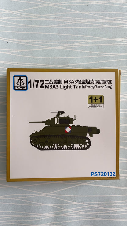 S-Model PS720132 1/72 M3A3 Light Tank (Chinese & French Service)  Plastic Model Kit