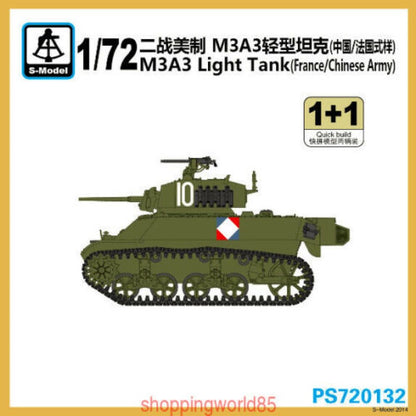 S-Model PS720132 1/72 M3A3 Light Tank (Chinese & French Service)  Plastic Model Kit