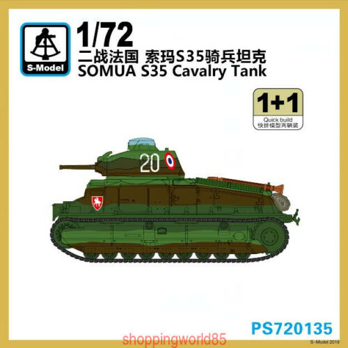 S-Model PS720135 1/72 SOMUA S35 Cavalry Tank 1+1 Plastic Model Kit