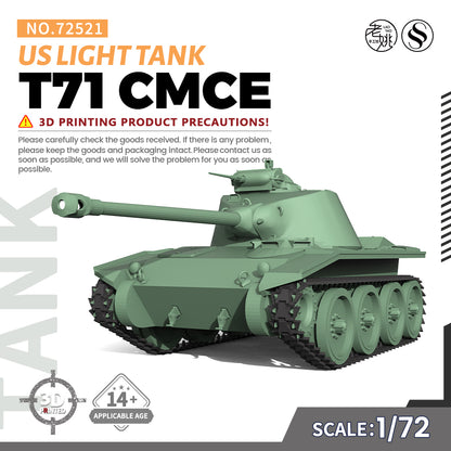 SSMODEL 521 Military Armoured Model Kit US T71 CMCE Light Tank