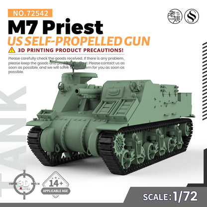 SSMODEL 542 Military Armoured Model Kit US M7 Priest Self-Propelled Gun