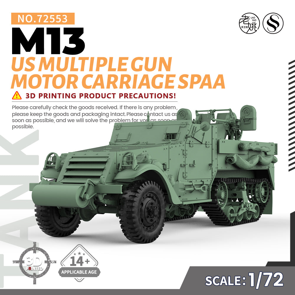 SSMODEL 553 Military Armoured Model Kit US M13 Multiple Gun Motor Carriage SPAA