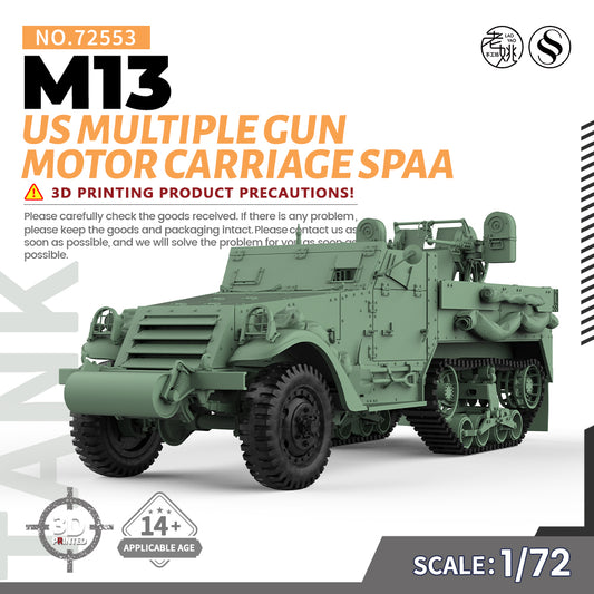 SSMODEL 553 Military Armoured Model Kit US M13 Multiple Gun Motor Carriage SPAA