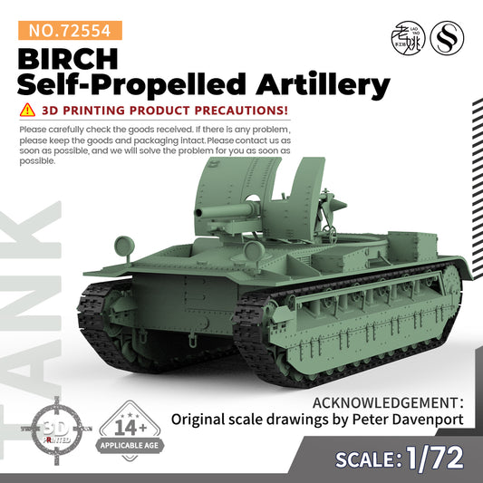 SSMODEL 554 Military Armoured Model Kit British BIRCH Self-Propelled Artillery