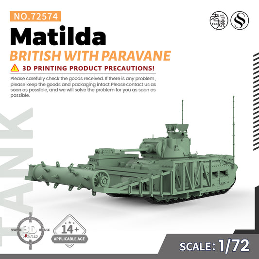 SSMODEL 574 V1.9 1/72(64,76,87) 25mm Military Model Kit British Matilda Tank Minesweeper