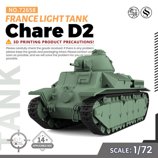 SSMODEL 658 V1.9 1/72(64,76,87) 25mm Military Model Kit France Chare D2 Light Tank