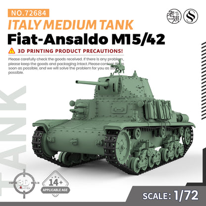 SSMODEL 684 Military Armoured Model Kit Italy Fiat-Ansaldo M15/42 Medium Tank