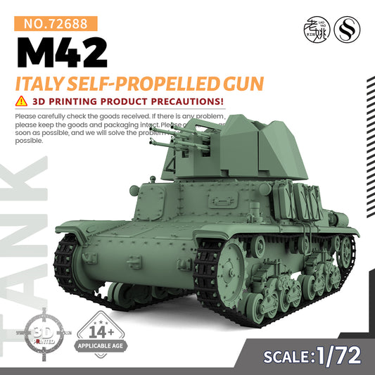 SSMODEL 688 V1.9 1/72(64,76,87) 25mm Military Model Kit Italy M42 Self-Propelled Gun