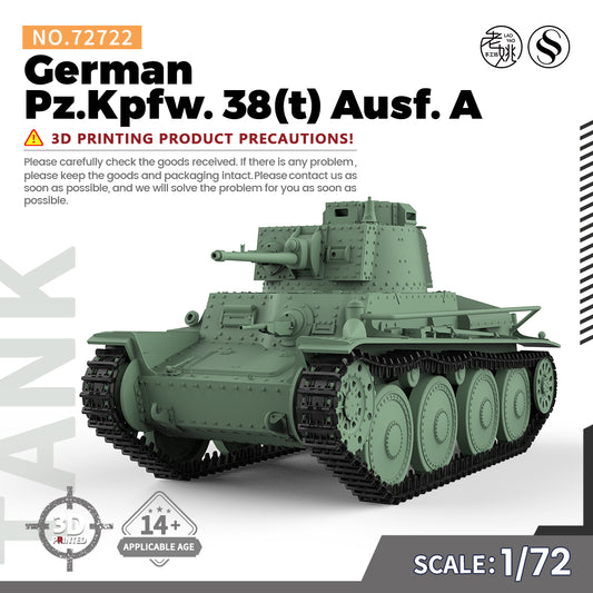 SSMODEL 722 Military Armoured Model Kit German Pz.Kpfw. 38 (t) Ausf. A