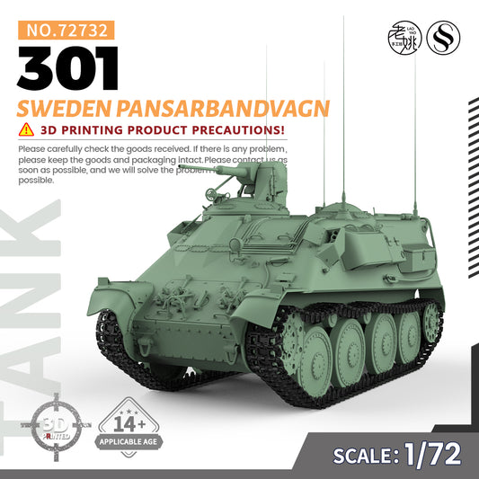 SSMODEL 732 V1.9 1/72(64,76,87) 25mm Military Model Kit Sweden Pansarbandvagn 301