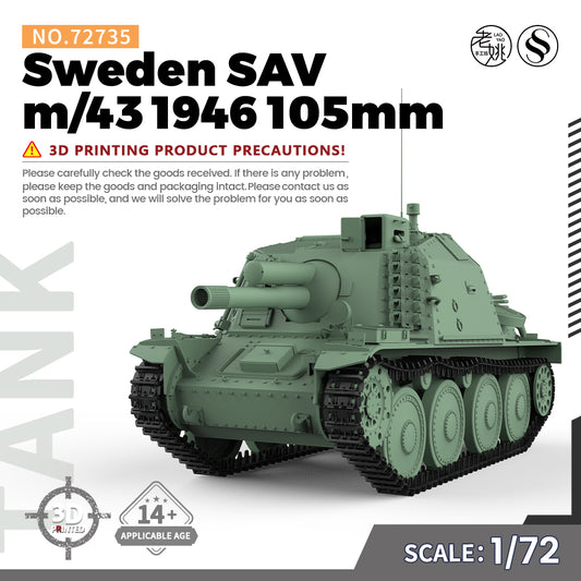 SSMODEL 735 Military Armoured Model Kit Sweden 1946 Stormartillerivagn m/43