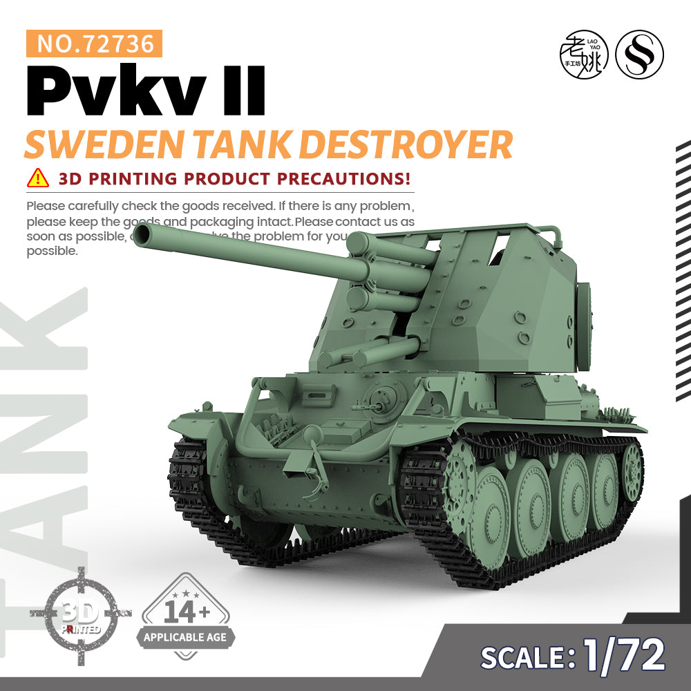 SSMODEL 736 Military Armoured Model Kit Sweden Tank Destroyer Pvkv II