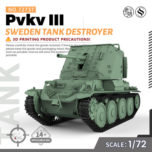 SSMODEL 737 Military Armoured Model Kit Sweden Tank Destroyer Pvkv III