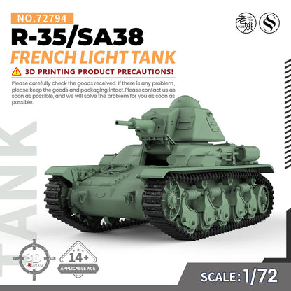 SSMODEL 794 Military Armoured Model Kit French R-35/SA38 Light Tank