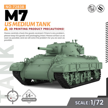 SSMODEL 838 25mm Military Model Kit US M7 Medium Tank