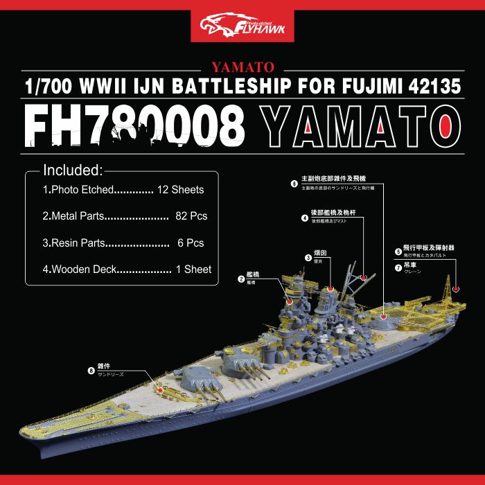 Flyhawk FH780008 1/700 WWII IJN BATTLESHIP YAMATO FOR FUJIMI 42135