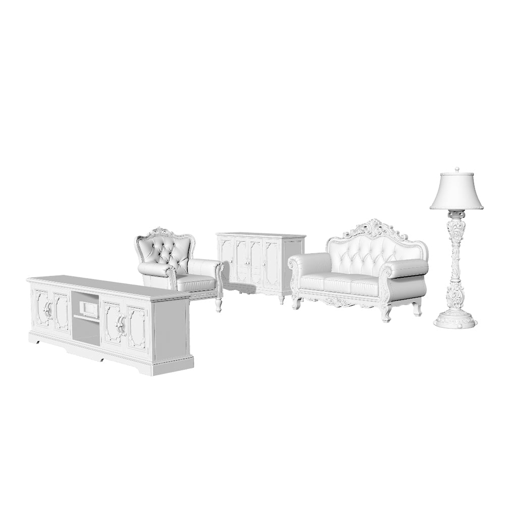 MRY-SFW LYTS563 3D Printed Unpainted American Vintage Living Room Set, Miniature Diorama Accessories