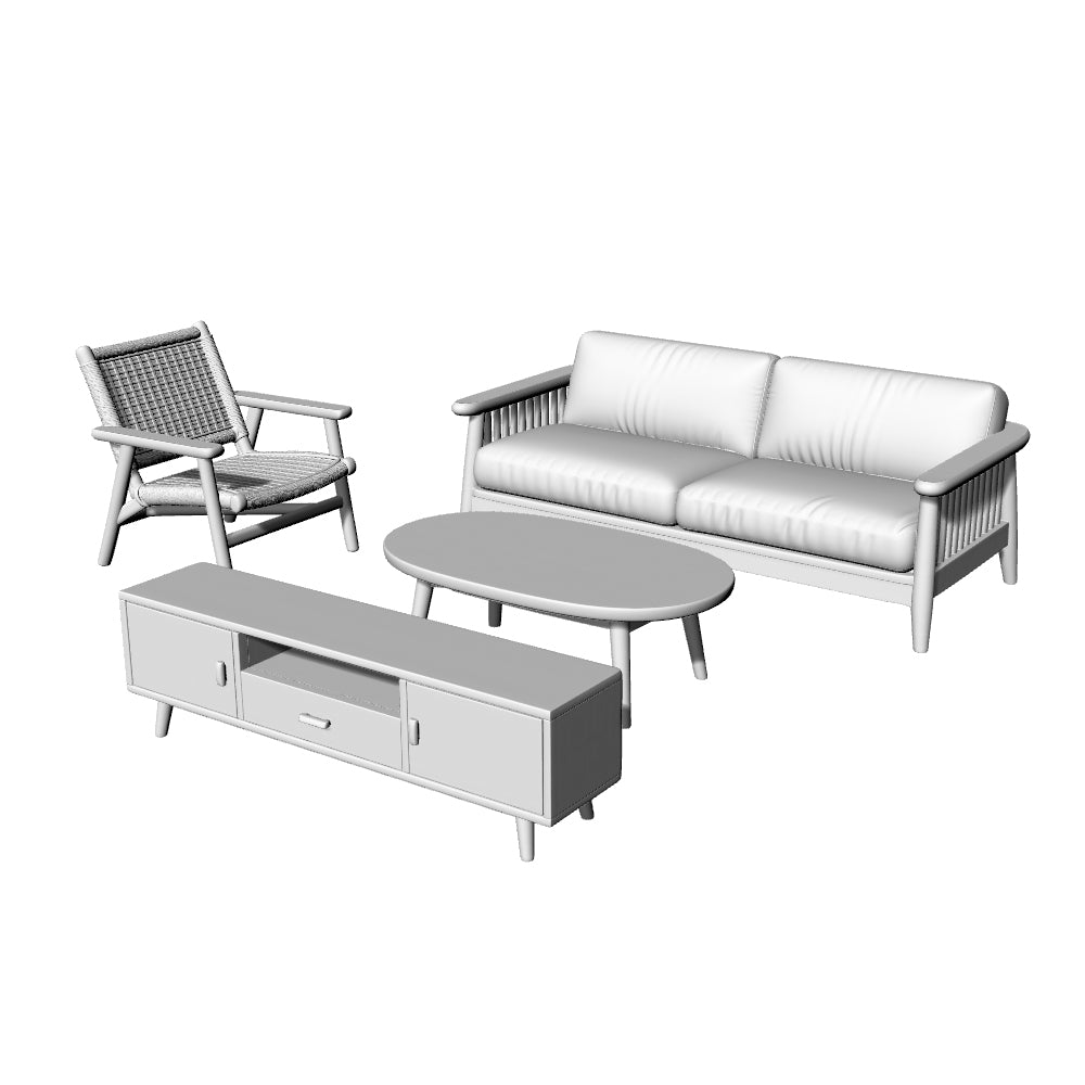 MRY-SFW LYTS566 3D Printed Unpainted Nordic Living Room Set, Miniature Diorama Accessories