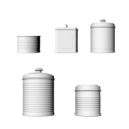 MRY-SFW LYTS616 3D Printed Unpainted White Resin, Outdoor Grain Storage Canister Set, Miniature Farm Scene Accessories