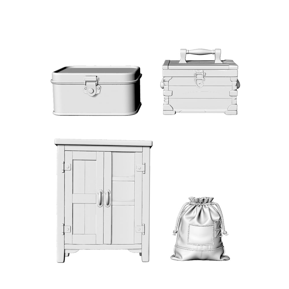 MRY-SFW LYTS617 3D Printed Unpainted White Resin, American Countryside Storage Set, Miniature Scene Ornaments