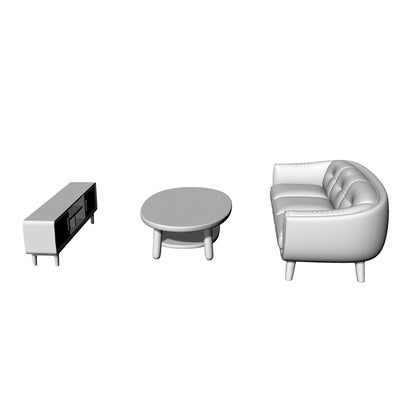 MRY-SFW LYTS570 3D Printed Unpainted Korean Cream Living Room Set, Miniature Diorama Accessories