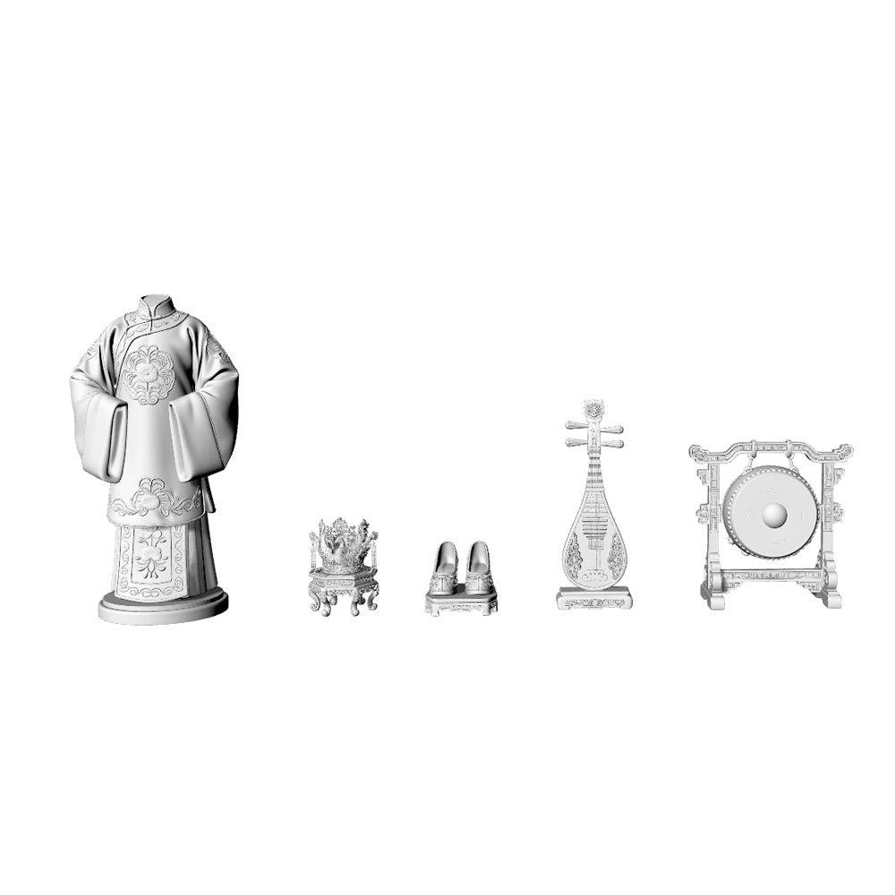 MRY-SFW LYTS530 3D Printed Chinese Ancient Palace Ornament Set, Unpainted White Resin, Miniature Dollhouse Diorama Accessories