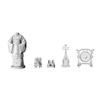 MRY-SFW LYTS530 3D Printed Chinese Ancient Palace Ornament Set, Unpainted White Resin, Miniature Dollhouse Diorama Accessories
