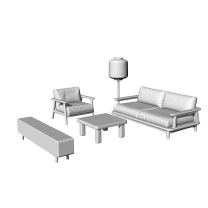 MRY-SFW LYTS575 3D Printed Unpainted Japanese Minimalist Living Room Set, Miniature Diorama Accessories